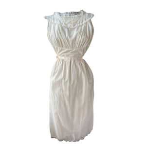 vintage nightgown sheer cream cotton with ribbon belt and embroidery